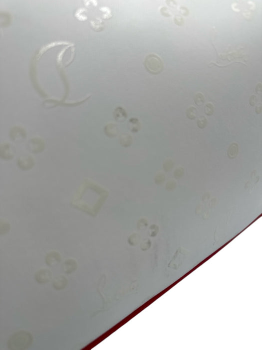 Christian Louboutin White, Cream & Red Leather Monogram Stud Detail Tote Bag White, Cream & Red / Large