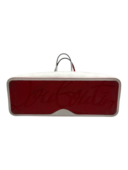 Christian Louboutin White, Cream & Red Leather Monogram Stud Detail Tote Bag White, Cream & Red / Large