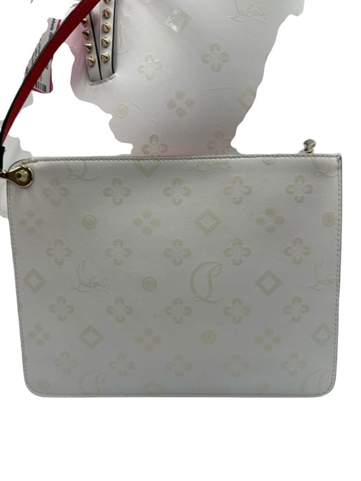 Christian Louboutin White, Cream & Red Leather Monogram Stud Detail Tote Bag White, Cream & Red / Large