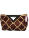 Veronica Beard Brown & Beige Raffia & Leather Woven Magnetic Close Crochet Bag Brown & Beige