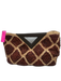 Veronica Beard Brown & Beige Raffia & Leather Woven Magnetic Close Crochet Bag Brown & Beige
