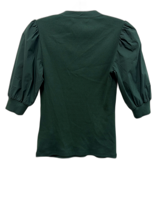 Veronica Beard Size XXS Green Cotton Long Sleeve 1/2 Button Ribbed Top Green / XXS