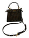 Fendi Brown Canvas Sequin Zucca Monogram Top Handle Crossbody Bag Brown / S
