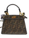 Fendi Brown Canvas Sequin Zucca Monogram Top Handle Crossbody Bag Brown / S
