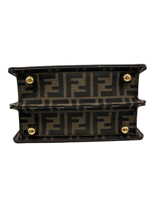 Fendi Brown Canvas Sequin Zucca Monogram Top Handle Crossbody Bag Brown / S