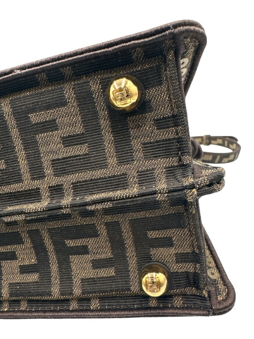 Fendi Brown Canvas Sequin Zucca Monogram Top Handle Crossbody Bag Brown / S