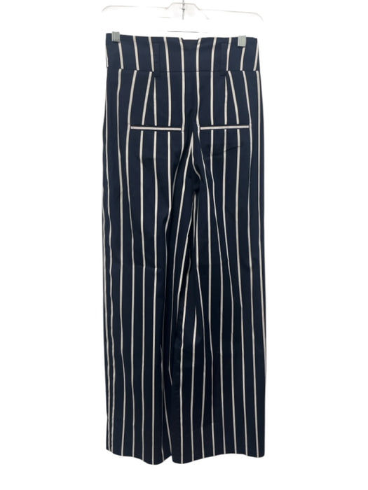 Veronica Beard Size 00 Navy Blue & White Cotton Blend Striped Front Pleat Pants Navy Blue & White / 00