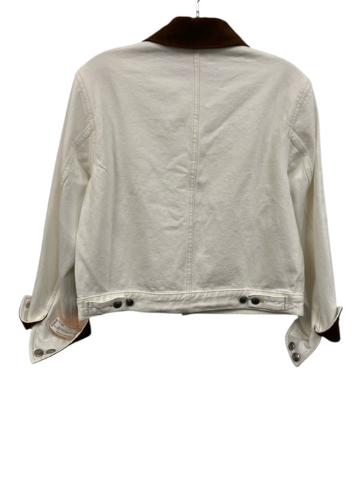 Madewell Size XXS White & Brown Cotton Denim Button Front Corduroy Jacket White & Brown / XXS