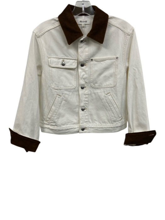 Madewell Size XXS White & Brown Cotton Denim Button Front Corduroy Jacket White & Brown / XXS