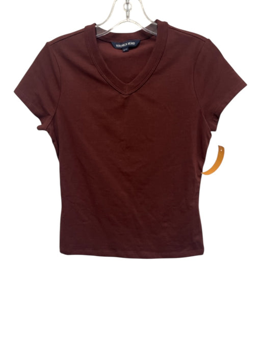 Veronica Beard Size XS Burgundy Red Cotton Blend Cap Sleeve V Neck Top Burgundy Red / XS