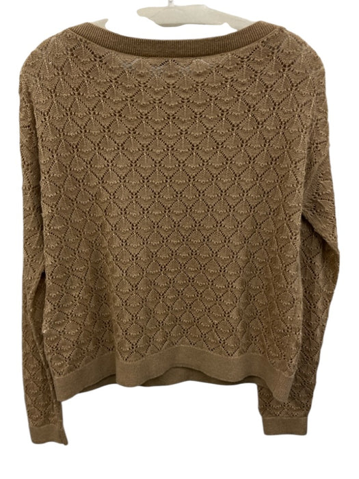 Alice + Olivia Size XS Beige Linen Blend Long Sleeve Open Knit Boat Neck Sweater Beige / XS
