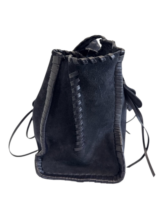 Chloe Navy Suede Leather Detail Whipstitch Tote Bag Navy / Medium