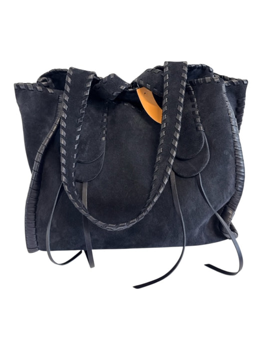 Chloe Navy Suede Leather Detail Whipstitch Tote Bag Navy / Medium
