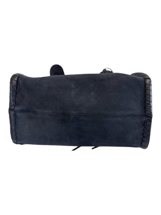 Chloe Navy Suede Leather Detail Whipstitch Tote Bag Navy / Medium
