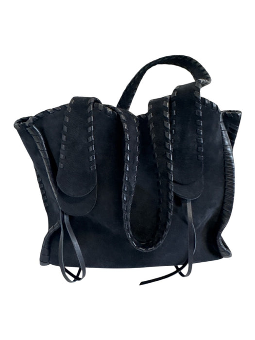 Chloe Navy Suede Leather Detail Whipstitch Tote Bag Navy / Medium
