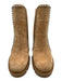 Christian Louboutin Shoe Size 37.5 Tan Brown & Silver Suede Upper Spikes Boots Tan Brown & Silver / 37.5