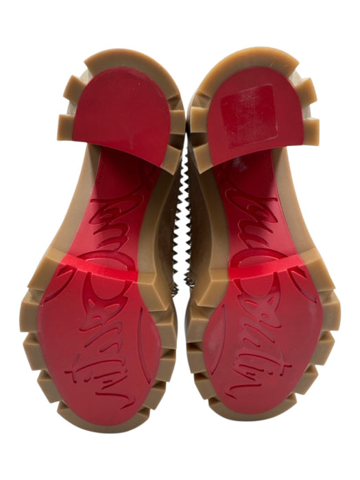 Christian Louboutin Shoe Size 37.5 Tan Brown & Silver Suede Upper Spikes Boots Tan Brown & Silver / 37.5