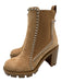 Christian Louboutin Shoe Size 37.5 Tan Brown & Silver Suede Upper Spikes Boots Tan Brown & Silver / 37.5