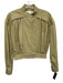 Ronny Kobo Size XS Khaki Beige Cotton Blend Gathered Zip Front Cropped Jacket Khaki Beige / XS