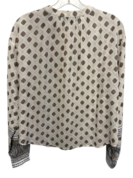 Veronica Beard Size XS Cream White & Brown Cotton Blend Lattice Print Top Cream White & Brown / XS