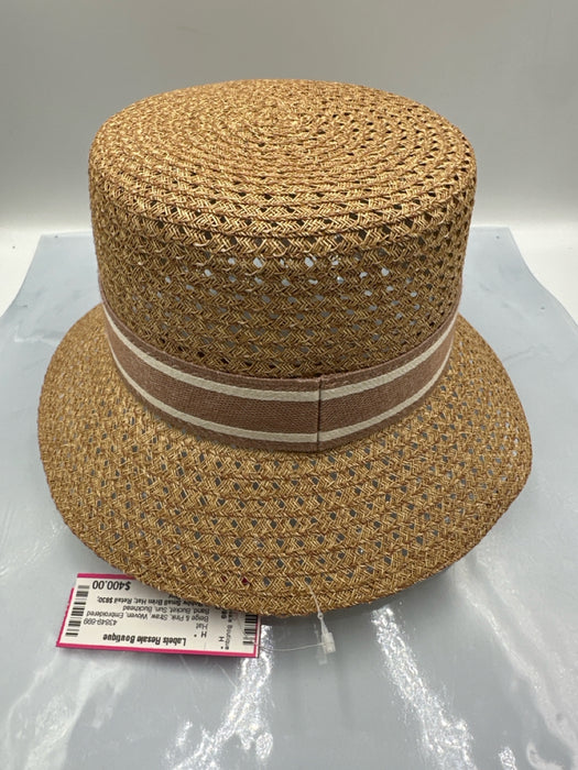Christian Dior Beige & Pink Straw Woven Embroidered Band Bucket Sun Hat