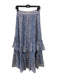 Ulla Johnson Size 2 Blue & Multi Silk Metallic Thread Tiered Side Zip Skirt Blue & Multi / 2