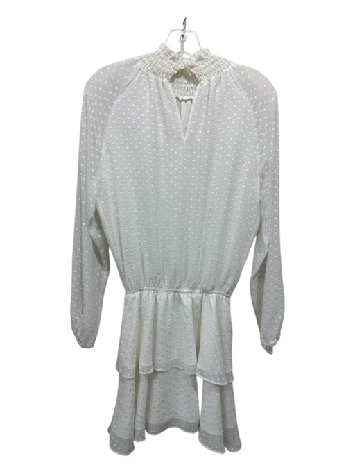Yumi Kim Size XS White Polyester Clipped Dots Ruffle Keyhole Back Dress White / XS