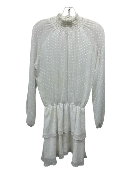 Yumi Kim Size XS White Polyester Clipped Dots Ruffle Keyhole Back Dress White / XS