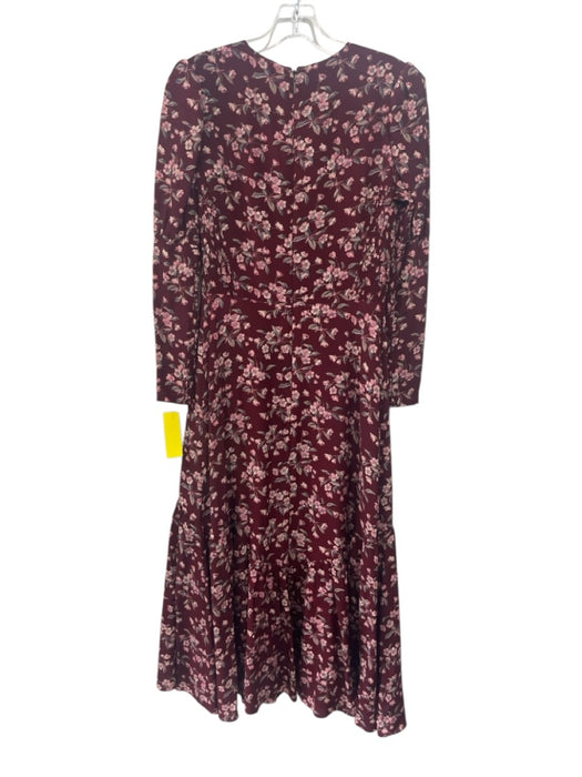 Rebecca Taylor Size 0 Burgundy & multi Silk & Polyester floral print Dress Burgundy & multi / 0
