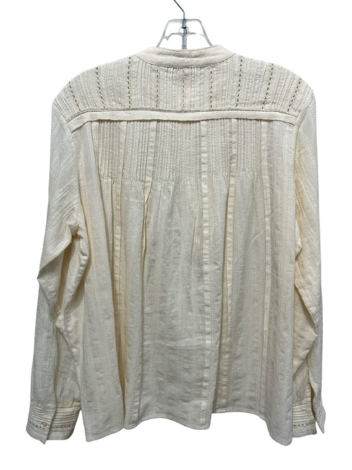 Vanessa Bruno Size 36 Cream No Fabric Tag Pintuck 1/4 Button Long Sleeve Top Cream / 36