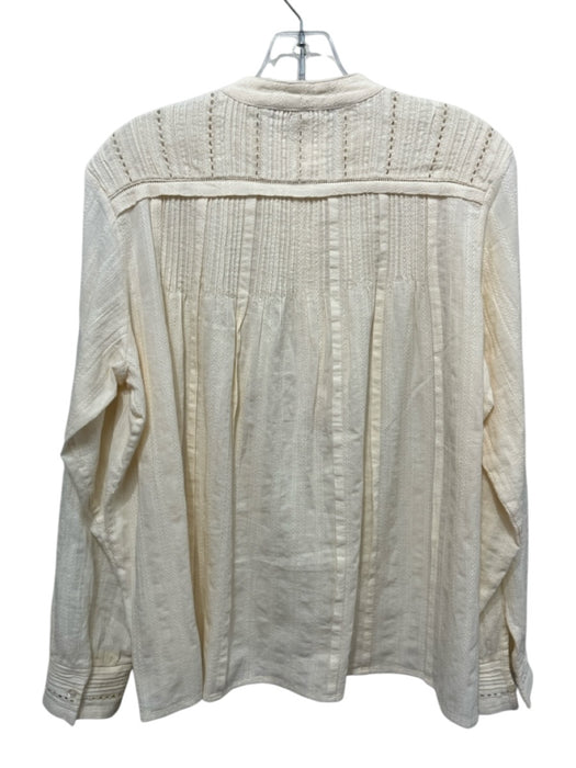 Vanessa Bruno Size 36 Cream No Fabric Tag Pintuck 1/4 Button Long Sleeve Top Cream / 36