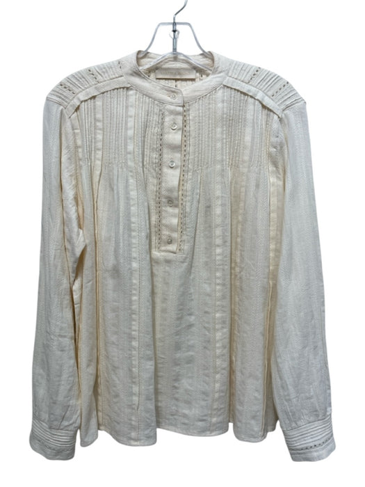Vanessa Bruno Size 36 Cream No Fabric Tag Pintuck 1/4 Button Long Sleeve Top Cream / 36