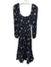 Reformation Size 2 Black & Multi Viscose Blend floral print Square Neck Dress Black & Multi / 2