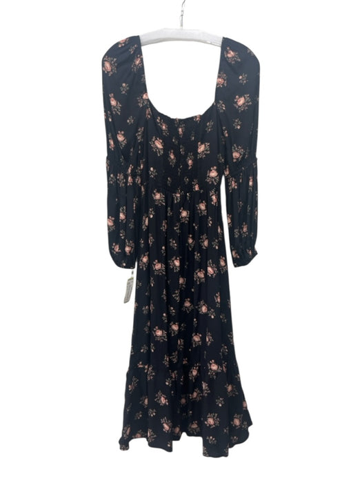 Reformation Size 2 Black & Multi Viscose Blend floral print Square Nec — Labels Resale Boutique