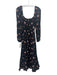 Reformation Size 2 Black & Multi Viscose Blend floral print Square Neck Dress Black & Multi / 2
