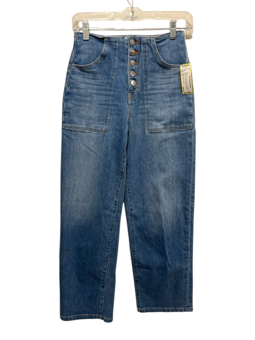 Veronica Beard Jeans Size 25 Blue Wash Cotton Blend Button Front High Rise Jeans Blue Wash / 25