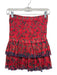 Isabel Etoile Marant Size 34 Red & Multi Cotton Smocked Tiered Skirt Skirt Red & Multi / 34