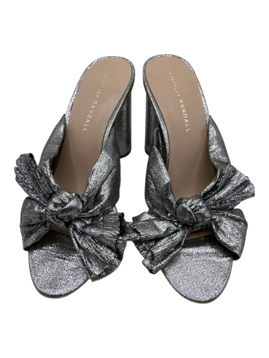 Loeffler Randall Shoe Size 8B Silver Leather Metallic Bow Detail Sandals Silver / 8B