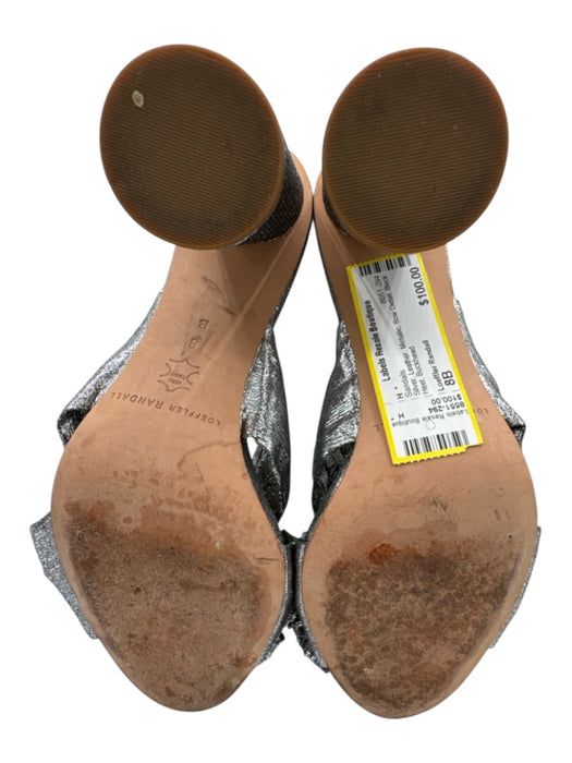 Loeffler Randall Shoe Size 8B Silver Leather Metallic Bow Detail Sandals Silver / 8B