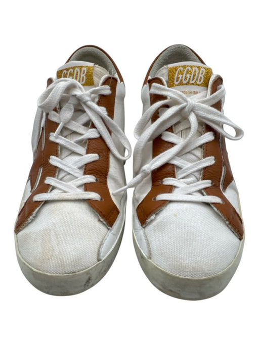 Golden Goose Shoe Size 38 White & Brown Canvas Lace Up Leather Detail Shoes White & Brown / 38