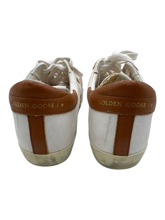 Golden Goose Shoe Size 38 White & Brown Canvas Lace Up Leather Detail Shoes White & Brown / 38