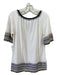 Tory Burch Size M White, Blue & Yellow Cotton Rope Tie Embroidered V Neck Top White, Blue & Yellow / M