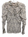 Rebecca Taylor Size 6 Beige & Black Cotton & Silk Long Sleeve Abstract Print Top Beige & Black / 6