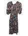 Ulla Johnson Size 4 Beige, Black, Blue Cotton & Viscose Short Puff Sleeve Dress Beige, Black, Blue / 4
