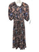 Ulla Johnson Size 4 Beige, Black, Blue Cotton & Viscose Short Puff Sleeve Dress Beige, Black, Blue / 4
