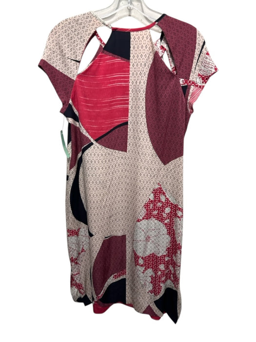 Emilio Pucci Size 10 Red, Beige, Black Silk & Elastane Cap Sleeve Cut Outs Dress Red, Beige, Black / 10
