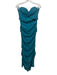 Nicole Miller Collection Size 6 Teal Silk Blend Strapless Twist Front Gown Teal / 6