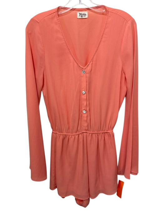 Show Me Your Mumu Size Small Peach Orange Polyester Long Flare Sleeve Romper Peach Orange / Small