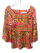 Trina Turk Size 4 Pink, purple & yellow Silk Abstract Floral Square Neck Top Pink, purple & yellow / 4