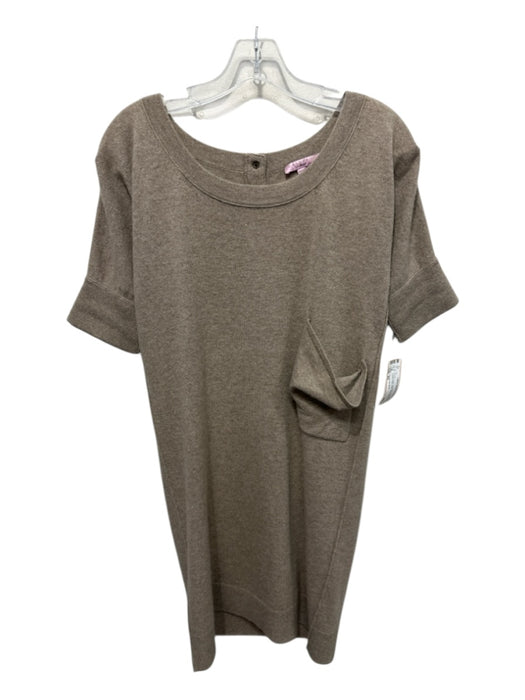 Calypso St. Barth Size XS Taupe Beige Cashmere Short Sleeve Pocket Dress Taupe Beige / XS